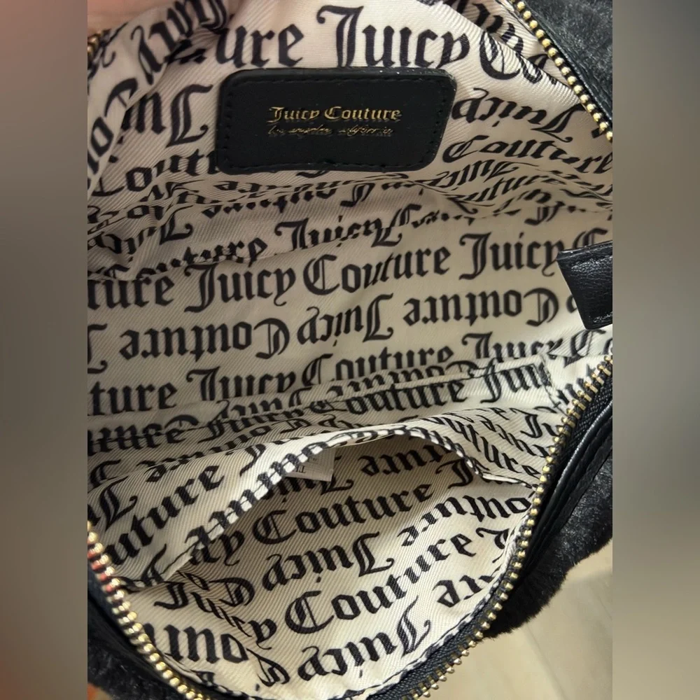 Juicy Couture black fuzzy bag. Comes with the heart and crown charm. - Picture 3 of 6